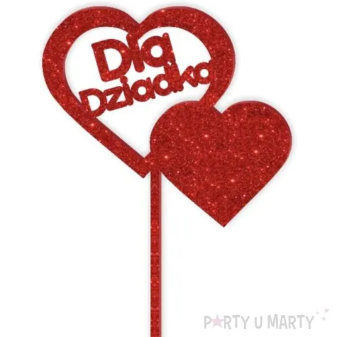 pik ozdobny dla dziadka akryl czerwony brokat 24 cm