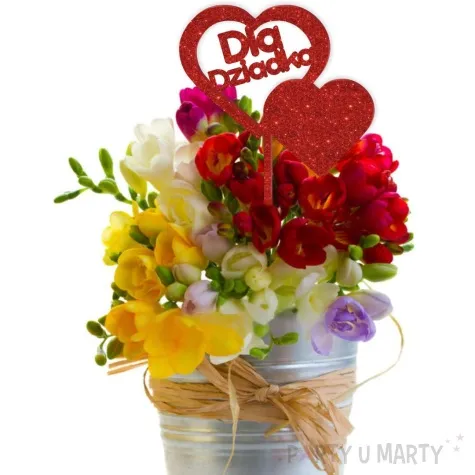 pik ozdobny dla dziadka akryl czerwony brokat 24 cm