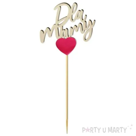 pik ozdobny dla mamy z magentowym sercem 24 cm