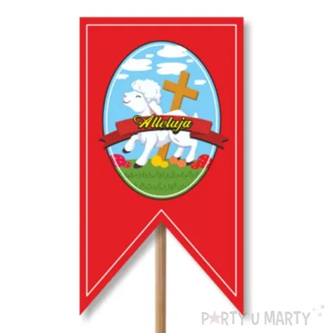 pik ozdobny do koszyczka baranek wielkanocny czerwony 23cm