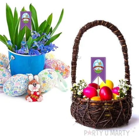 pik ozdobny do koszyczka baranek wielkanocny fioletowy 23cm