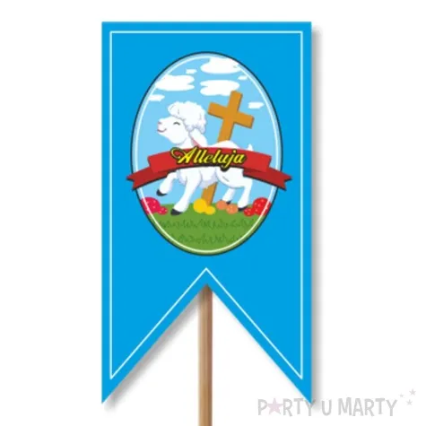 pik ozdobny do koszyczka baranek wielkanocny niebieski 23cm