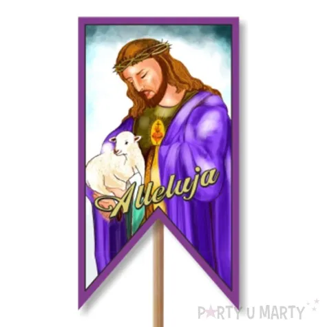 pik ozdobny do koszyczka chrystus z barankiem 23cm