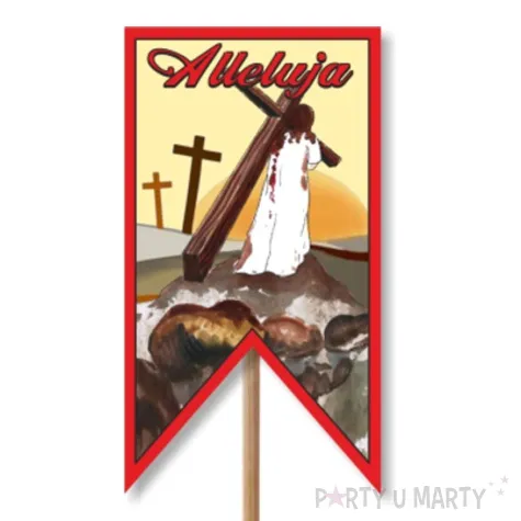 pik ozdobny do koszyczka chrystus z krzyzem 23cm