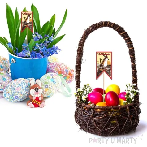 pik ozdobny do koszyczka chrystus z krzyzem 23cm