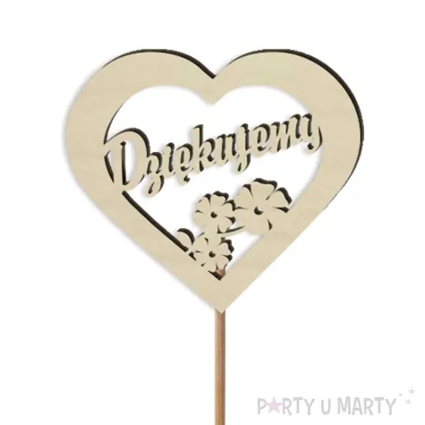pik ozdobny dziekujemy z sercem drewno 24 cm