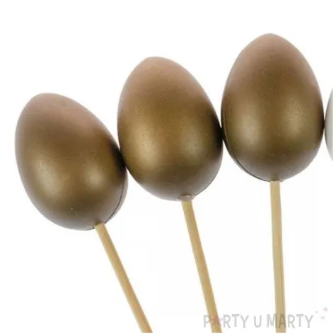 pik ozdobny jajka eleganckie kropki bialo zloty arpex 12 cm 6 szt