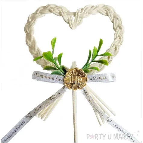 pik ozdobny komunia swieta serce rattanowe ihs deco mariage 30 cm