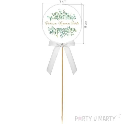 pik ozdobny lux komunia eukaliptus beauty kokardka z cyrkonia 28cm