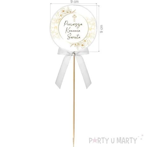 pik ozdobny lux komunia gold line kokardka z cyrkonia 28cm