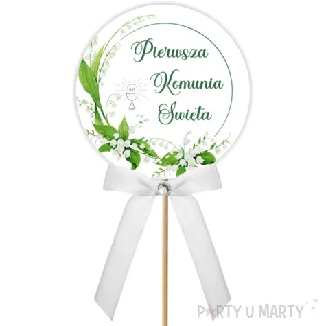 pik ozdobny lux komunia konwalie kokardka z cyrkonia 28cm