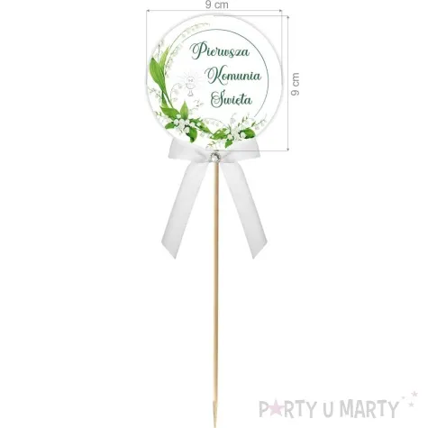 pik ozdobny lux komunia konwalie kokardka z cyrkonia 28cm