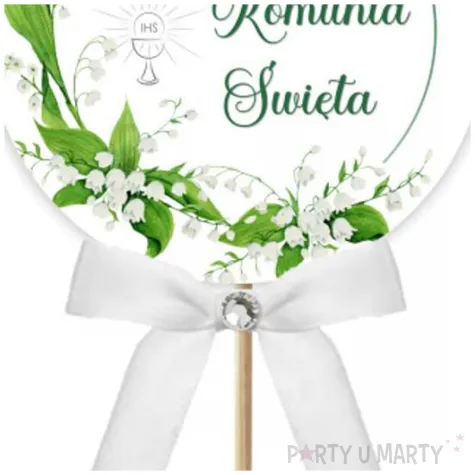 pik ozdobny lux komunia konwalie kokardka z cyrkonia 28cm