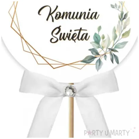 pik ozdobny lux komunia mietowa geometria kokardka z cyrkonia 28cm