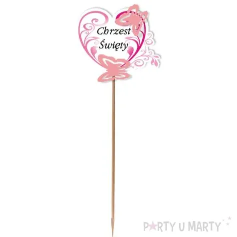 pik ozdobny motyle 3d chrzest swiety rozowy 24 cm