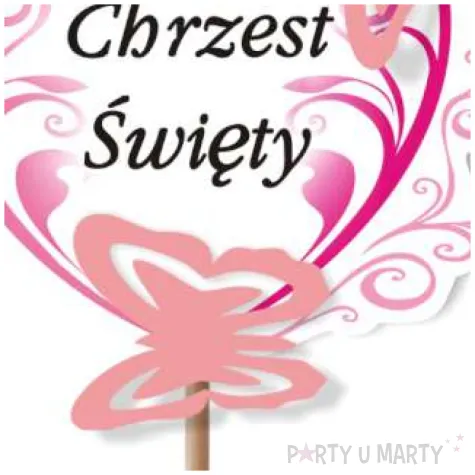 pik ozdobny motyle 3d chrzest swiety rozowy 24 cm