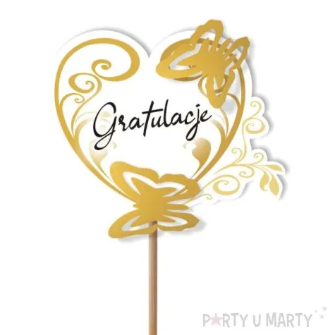 pik ozdobny motyle 3d gratulacje zloty 24 cm