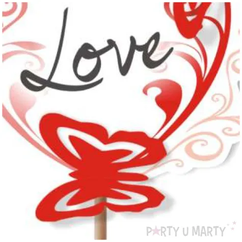 pik ozdobny motyle 3d love czerwony 24 cm