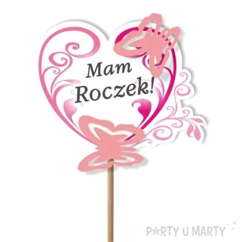 pik ozdobny motyle 3d mam roczek rozowy 24 cm
