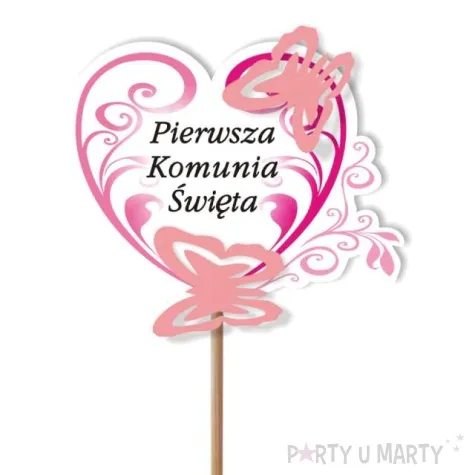 pik ozdobny motyle 3d pierwsza komunia sw rozowy 24 cm