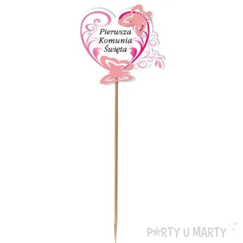 pik ozdobny motyle 3d pierwsza komunia sw rozowy 24 cm
