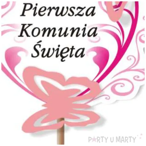 pik ozdobny motyle 3d pierwsza komunia sw rozowy 24 cm