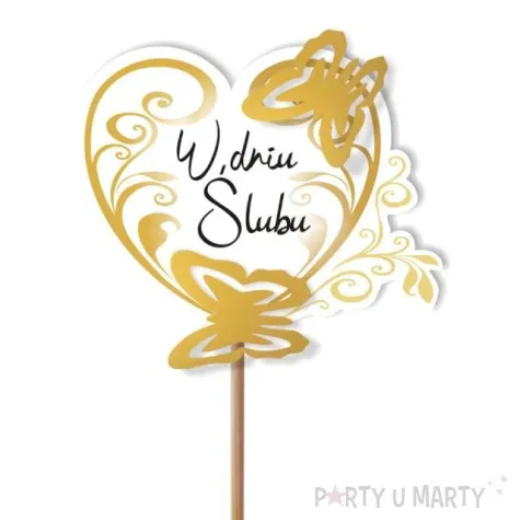 pik ozdobny motyle 3d w dniu slubu 24 cm