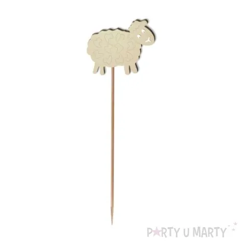 pik ozdobny owieczka w lokach drewno 23 cm