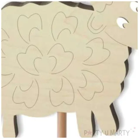pik ozdobny owieczka w lokach drewno 23 cm