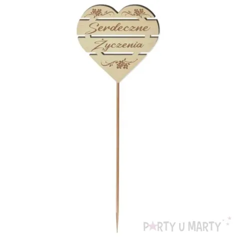 pik ozdobny serdeczne zyczenia drewno 24 cm
