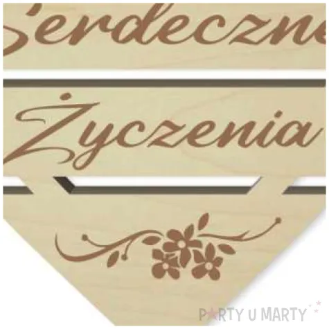 pik ozdobny serdeczne zyczenia drewno 24 cm