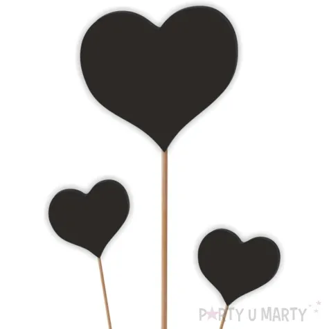 pik ozdobny trzy akrylowe serca czarny 25 i 8 cm 3 szt