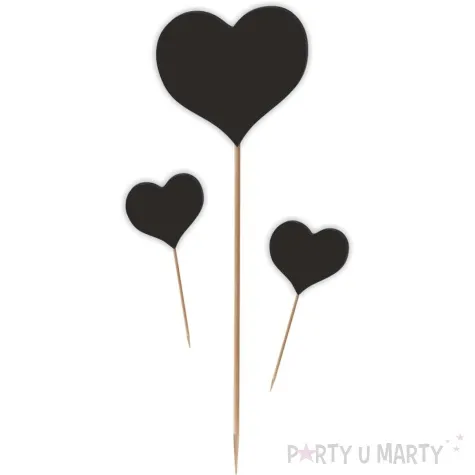 pik ozdobny trzy akrylowe serca czarny 25 i 8 cm 3 szt