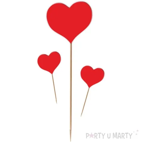 pik ozdobny trzy akrylowe serca czerwony 25 i 8 cm 3 szt