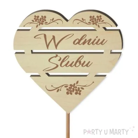 pik ozdobny w dniu slubu drewno 24 cm