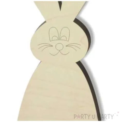 pik ozdobny zajaczek z wasami drewno 24 cm