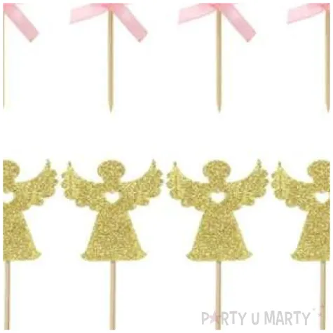 piker aniolki i krzyze zloty brokat rozowe jix 13 5 cm 12 szt