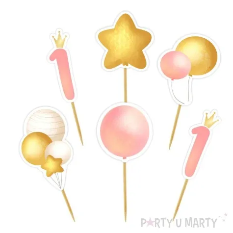 pikery 1 urodziny baloniki rozowy 6 szt