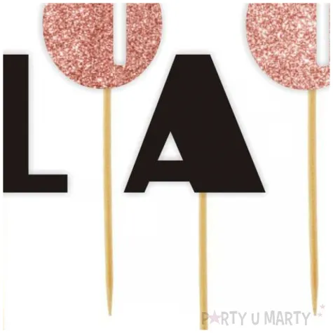 pikery 100 lat czarny rose gold brokat 6 szt