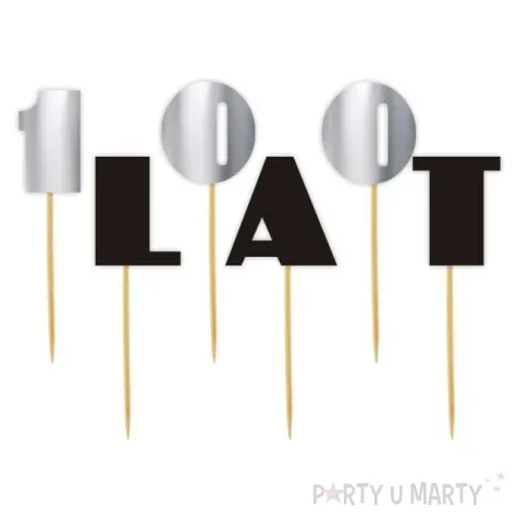 pikery 100 lat czarny srebrny metalik 6 szt