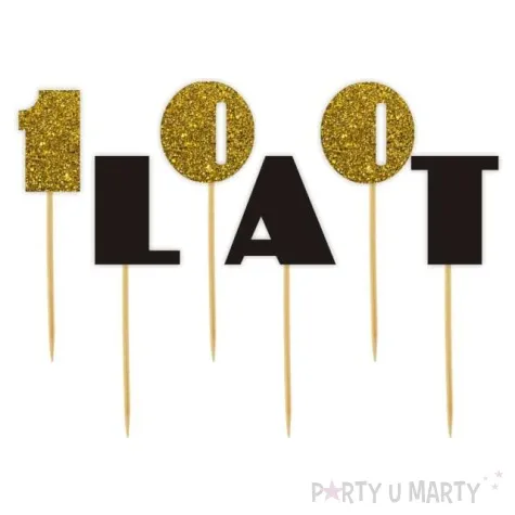 pikery 100 lat czarny zloty brokat 6 szt