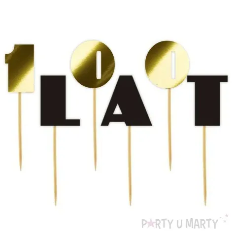 pikery 100 lat czarny zloty metalik 6 szt