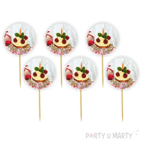 pikery 100 lat muffinka zloty napis 6 szt