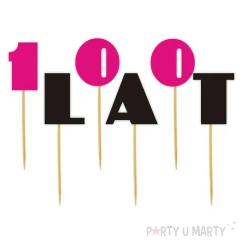 pikery 100 lat rozowo czarne 6 szt