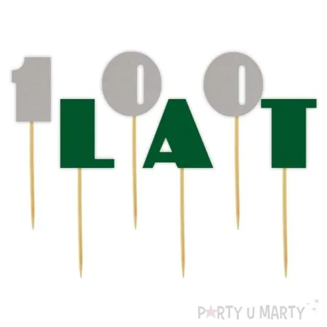 pikery 100 lat srebrno zielone 6 szt