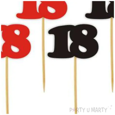 pikery 18 urodziny classic czerwono czarne 6 szt