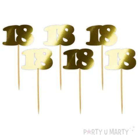 pikery 18 urodziny classic zlote metalik 6 szt