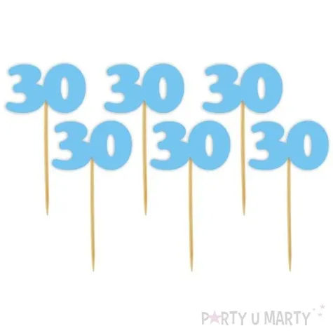 pikery 30 urodziny classic blekitne 6 szt