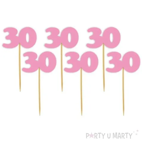 pikery 30 urodziny classic rozowe 6 szt