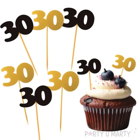 pikery 30 urodziny classic zloto czarne 6 szt